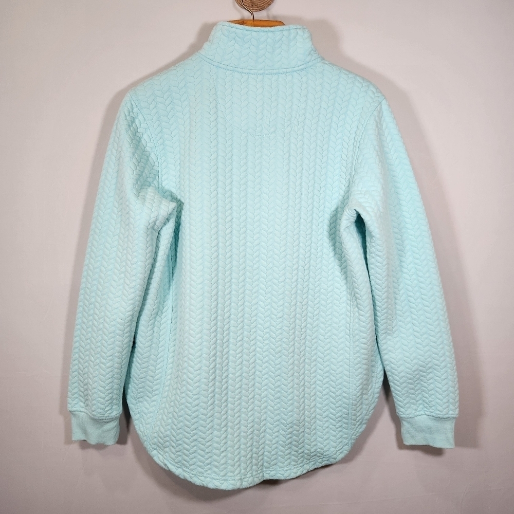Aqua Blue Textured Turtleneck Sweater - Picture 3 of 10